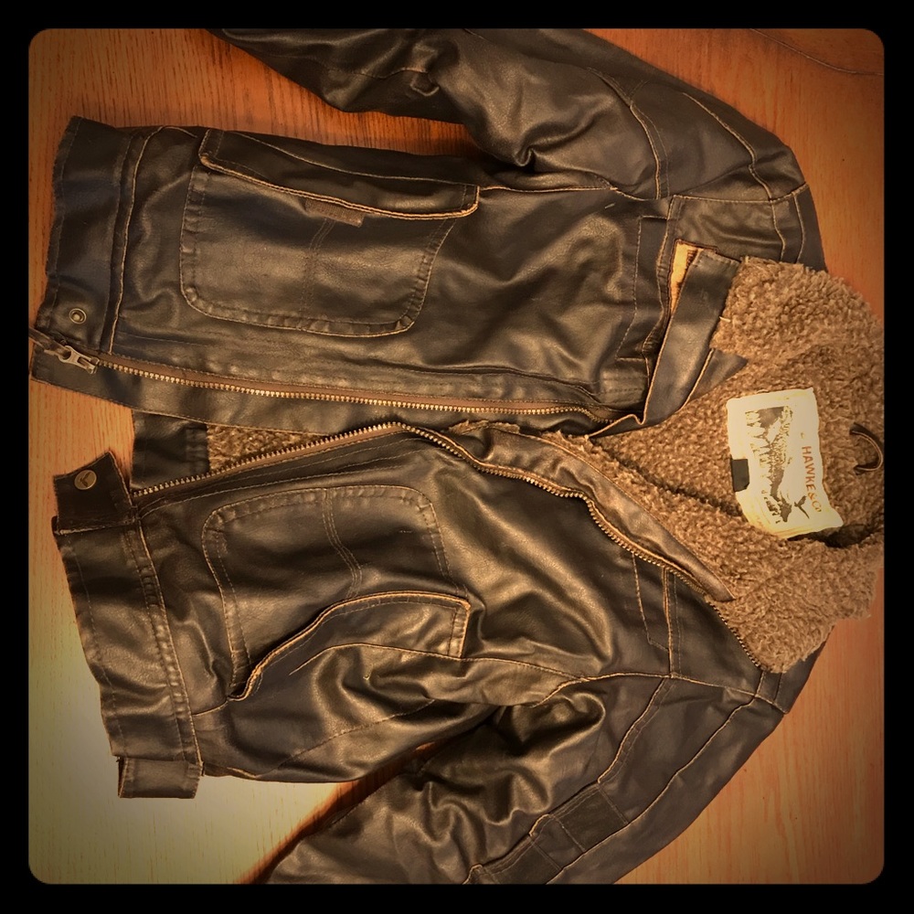 Leather bomber jacket, boys 10/12